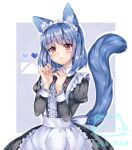  animal_humanoid artist_name bangs blue_body blue_fur blue_hair blue_inner_ear blue_inner_ear_fluff cat_humanoid clothed clothing cuff_(restraint) digital_media_(artwork) eyebrow_through_hair eyebrows eyelashes facial_blush felid felid_humanoid feline feline_humanoid female fully_clothed fur hair handcuffed handcuffs humanoid inner_ear_fluff looking_at_viewer maid_headdress maid_uniform mammal mammal_humanoid metal_cuffs pink_eyes restraints shaded simple_background solo standing tekahika translucent translucent_hair tuft uniform 