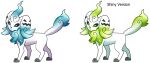  2023 all_fours ambiguous_gender big_ears blue_body blue_eyes blue_fur blue_mane duo eeveelution english_text eternity9 fakemon feral fluffy fluffy_tail full-length_portrait fur green_body green_eyes green_fur green_mane hi_res mane multicolored_body multicolored_fur nintendo pokemon pokemon_(species) portrait tail text two_tone_body two_tone_fur white_body white_fur 