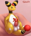  2021 accessory ampharos animal_genitalia balls bedroom_eyes big_balls digital_media_(artwork) erection feet feral forehead_gem galv3z_(artist) generation_2_pokemon genitals hi_res horn looking_at_viewer male mammal markings multicolored_ears narrowed_eyes naughty_face nintendo nude on_bean_bag open_mouth penis penis_accessory penis_bow penis_ribbon pink_penis pokemon pokemon_(species) portrait presenting presenting_penis ribbons seductive shaded simple_background sitting smile solo solo_focus striped_markings striped_tail stripes tail tail_gem tail_markings tapering_penis thick_thighs tongue two_tone_ears two_tone_tail white_balls white_body white_skin yellow_arms yellow_body yellow_face yellow_feet yellow_nose yellow_skin yellow_tail 