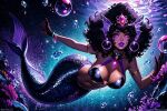  afro dark-skinned_female dark_skin mermaid monster_girl ocean very_dark_skin 