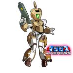  2022 brown_body chochi crossgender digital_media_(artwork) female flat_chested gun hi_res knock-kneed machine macross mecha metallic_body ranged_weapon robot robotech solo vf-1a weapon white_body wide_hips 