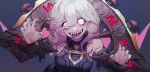  1girl breasts briar_(league_of_legends) colored_sclera d2xezcbr70ckyx fingernails gradient_background grey_hair hair_between_eyes hair_over_shoulder league_of_legends long_hair looking_at_viewer medium_breasts multicolored_hair no_pupils open_mouth pink_hair pink_sclera pointy_ears purple_nails sharp_fingernails sharp_teeth sidelocks simple_background smile solo streaked_hair teeth tongue tongue_out two-tone_hair upper_body vampire white_eyes wrist_cuffs 