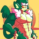  1:1 abs anthro digital_media_(artwork) fizzyjay fur generation_5_pokemon genitals hi_res male mammal muscular muscular_anthro muscular_male nintendo nipples nude pecs penis pokemon pokemon_(species) primate simisage simple_background solo 