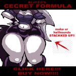  2022 advertisement anthro big_butt biped bottomwear breasts butt canid canid_demon canine canis clothed clothing demon female front_view fur goth grey_body grey_fur hair hellhound helluva_boss huge_butt huge_hips huge_thighs hybrid hyper hyper_thighs long_ears long_hair loona_(helluva_boss) mammal muscular_thighs red_sclera rohan_furries simple_background skimpy soft_belly solo thick_thighs tight_clothing white_body white_eyes white_fur wide_hips wolf 