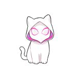  animal animalization cat full_body hood hood_up marvel no_humans risorins simple_background solo spider-gwen spider-man_(series) white_background 