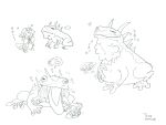  abdominal_bulge amphibian anthro anthro_on_feral armor bestiality chibi digital_media_(artwork) double_slime dragon duo feral frog headgear helmet hi_res japanese_text jellybean_(double_slime) larger_feral made_in_abyss male male/male oral_vore salamander size_difference sketch_page smile soft_vore text valley_croaker(made_in_abyss) vore 