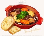  artist_name beef bowl bread carrot english_text food food_focus haruna_macpro highres meat mushroom original parsley potato sparkle stew web_address 