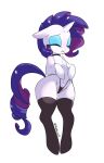  2022 artist_name blush bottomwear choker clothed clothing equid equine eyes_closed eyeshadow female friendship_is_magic full-length_portrait hair hasbro hi_res hidden-cat hooves horn jewelry legwear makeup mammal masturbation my_little_pony navel necklace portrait purple_hair purple_tail rarity_(mlp) semi-anthro simple_background solo standing stockings tail thick_thighs thigh_highs unicorn unicorn_horn wedgie white_background wide_hips 