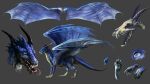  4_legs blue_body blue_eyes blue_scales claws digital_drawing_(artwork) digital_media_(artwork) dragon dremora fangs female feral forked_tongue gradient_scales headshot_portrait hi_res horn membrane_(anatomy) membranous_wings model_sheet nathradas open_mouth portrait scales scalie solo tail tail_tuft teeth tongue tuft twisted_horns unfinished western_dragon white_body white_scales wings 