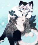  &lt;3 anthro areola big_breasts blue_eyes breasts butt crossed_legs dexechii_(artist) digital_media_(artwork) fangs female fluffy fur hair hi_res leopard_spots nipples nude open_mouth paws sitting smile solo spots tail teeth thick_thighs tongue wave white_body white_fur wide_hips 