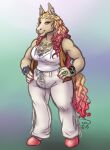  2023 anthro biped bottomwear clothed clothing equid equine facial_piercing fully_clothed hanazawa hi_res hooves horse jewelry mammal nose_piercing nose_ring pants piercing pink_eyes pink_hooves ring_piercing septum_piercing shirt solo topwear white_bottomwear white_clothing white_pants white_shirt white_topwear 