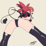  1:1 2023 bottomwear bra breasts butt butt_focus camel_toe clothed clothing demon demon_humanoid disgaea etna_(disgaea) fangs female genitals hair hi_res humanoid humanoid_pointy_ears looking_at_viewer looking_back looking_back_at_viewer not_furry open_mouth panties pussy rear_view red_eyes red_hair signature simple_background small_breasts smile solo spade_tail tail teeth text underwear zedrin 