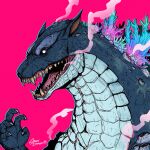  absurdres dragon godzilla highres kaijuu monster no_humans pink_background sharp_teeth spacedragon14 teeth 