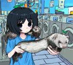  ambiguous_gender appliance bubbacterial clothed clothing domestic_ferret female feral group hi_res human mammal mustelid musteline trio true_musteline washing_machine weasel 