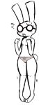  2010 anthro areola blush bodily_fluids breasts buckteeth clothed clothing digitigrade embarrassed eyewear female fur glasses kimberly_bowerman lagomorph leporid long_ears mammal medium_breasts nan_quest navel open_mouth panties rabbit round_glasses scut_tail short_tail simple_background solo standing sweat tail teeth underwear white_background white_body white_fur yattermang 