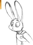  anthro clothing disney ears_up female guide_lines hi_res judy_hopps lagomorph leporid mammal police_badge police_uniform rabbit scruffy simple_background solo spoof_(artist) suprised_look uniform white_background zootopia 