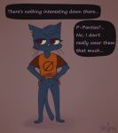  anthro artist_vasujam blush clothed clothing clothing_lift felid feline female genitals hi_res mae_borowski mammal night_in_the_woods presenting presenting_pussy pussy shirt shirt_lift shy solo solo_focus speech_bubble topwear 