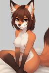  ai_generated anthro brown_hair canid canine convenient_censorship dipstick_tail female fox fur hair mammal markings mommy_violet nude orange_body orange_fur piercing small_waist smile solo tail tail_markings 