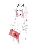  absurd_res anthro biped bovid buta99 caprine fur goat hi_res looking_at_viewer male mammal mostly_nude nipples pocky_day red_eyes simple_background solo white_background white_body white_fur 
