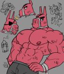  abs animate_inanimate anthro bandage bandaged_arm bandaged_head big_pecs bomb bottomwear camelid clothing dynamite ears_up epic_games explosives eye_patch eyewear fortnite fur hands_on_waist hi_res its_coldpizza living_pinata llama looking_annoyed looking_at_viewer lt._john_llama male mammal muscular muscular_male navel pants pecs pinata pink_body pink_fur rainbow rocket side_view signature sketch smile smirk solo teeth_showing wool_(fur) 