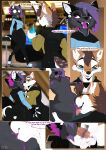  anthro balls black_body black_fur canid canine canis clothed clothing cocoline_(artist) comic cunnilingus duo english_text female fur genitals hi_res male male/female mammal multicolored_body multicolored_fur oral oral_penetration penetration penis pussy sex speech_bubble text vaginal wolf 