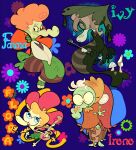  anthro big_blue_bubble character_name clothed clothing elderly_female fan_character female ffidyll_(my_singing_monsters) flower freckles fungus group hi_res leaf mushroom my_singing_monsters old plant scalie snout thatpitt 