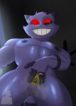  3d_(artwork) 3d_background abs absurd_res andromorph anthro bedroom bodily_fluids brath_(character) ceiling_fan clitoris dialogue digit_ring digital_media_(artwork) dominant dominant_andromorph dominant_intersex dripping electric_fan english_text first_person_view fur furniture generation_1_pokemon gengar genital_fluids genitals ghost hi_res inside intersex jewelry kemrel_walker looking_at_viewer low-angle_view male_(lore) muscular muscular_andromorph muscular_intersex musk musk_clouds musky_pussy nintendo nipples not_furry nude pecs pokemon pokemon_(species) purple_body pussy pussy_juice pussy_juice_drip pussy_juice_string ring smile smiling_at_viewer solo spirit spread_legs spread_pussy spreading submissive submissive_pov tail talking_to_viewer teeth text watermark wedding_ring window 