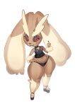  anthro buckteeth choker clothing female generation_4_pokemon gesture hand_on_hip hi_res jewelry looking_at_viewer lopunny middle_finger necklace nintendo panties pokemon pokemon_(species) red_sclera shirt simple_background solo tank_top teeth topwear underwear white_background wide_hips xu53r 