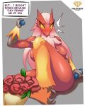  absurd_res accessory anthro big_breasts blaze_(president_alexander) blaziken breasts female flower generation_3_pokemon hi_res huge_breasts male male/female multicolored_body nintendo plant pokemon pokemon_(species) pokemorph president_alexander solo thick_thighs 