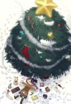  1girl christmas christmas_tree footprints kirisame_marisa lying on_back shee_take snow solo star_(symbol) touhou 