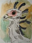  absurd_res accipitriform ambiguous_gender avian beak bird feathers feral hi_res painting_(artwork) portrait quillbird secretary_bird solo traditional_media_(artwork) watercolor_(artwork) 