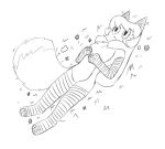  anthro averi_(fiddleafox) canid canine dipstick_tail female female_anthro flower fox fur gloves_(marking) hair laying_on_ground leg_markings lying mammal markings monochrome on_back plant socks_(marking) solo tail tail_markings unknown_artist 