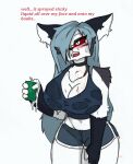  anthro big_breasts blush breasts canid canid_demon cleavage clothed clothing demon female hellhound helluva_boss hi_res loona_(helluva_boss) mammal pace-maker small_waist solo thick_thighs wet wide_hips 