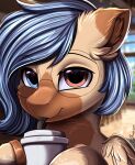  beverage coffee equid equine feral hasbro hi_res horse male mammal my_little_pony pony portrait pridark solo 