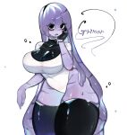  anthro black_eyes breasts clothed clothing female generation_1_pokemon goo_creature grimer hi_res nintendo pokemon pokemon_(species) purple_body simple_background solo togetoge 