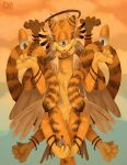  angel anthro asdro_(artist) biblically_accurate_angel domestic_cat duo felid feline felis garfield_(series) garfield_the_cat hi_res human jon_arbuckle macro male male/male mammal size_difference smaller_male 