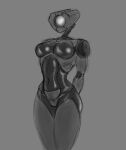  absurd_res breasts curvy_figure endmire_artist female hands_behind_back hi_res hourglass_figure humanoid machine navel new_blood_interactive robot robot_humanoid solo solo_focus ultrakill v1_(ultrakill) 
