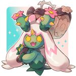  1other :3 cactus colored_sclera flower fusion hammer highres holding holding_hammer long_hair maractus mz_marine open_mouth plant pokemon pokemon_(creature) smile spikes standing tinkaton yellow_eyes yellow_sclera 