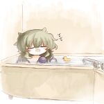  bathtub blush closed_eyes eyeball green_hair hat heripantomorrow in_water komeiji_koishi medium_hair open_mouth rubber_duck third_eye touhou translation_request unworn_hat unworn_headwear wavy_hair 