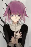  1other absurdres closed_mouth crona_(soul_eater) cuff_links highres looking_at_viewer other_focus p_(pm_611a) purple_eyes purple_hair short_hair solo soul_eater tears upper_body 