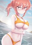  1girl bikini breasts highres kobayashi-san_chi_no_maidragon kobayashi_(maidragon) large_breasts navel orange_eyes orange_hair reiwa_rerere solo stomach swimsuit 