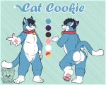  absurd_res belly big_belly cat_cookie collar domestic_cat felid feline felis full-length_portrait hi_res male mammal model_sheet overweight overweight_male painted paws portrait sharkall solo tail 