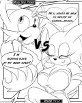  anthro bat black_and_white breasts canid canine cleavage clothed clothing comic dialogue duo female fox greenhill male mammal miles_prower monochrome rouge_the_bat sega sonic_the_hedgehog_(series) speech_bubble 