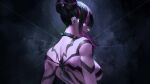  back_tattoo choker earrings hair_horns han_juri highres jewelry single_earring smile spiked_choker spikes street_fighter tattoo 