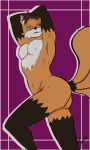 3:5 anthro brown_hair butt canid canine eyewear fennel_anise fox glasses hair heikidraws hi_res male mammal nipples nude orange_body presenting presenting_hindquarters seductive solo tail 