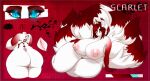  abstract_background belly big_breasts blue_eyes breasts butt canid canine chatski female fluffy fluffy_tail fox fox_spirit fur genitals hair hand_on_breast hand_on_hip mammal model_sheet nipples pink_nipples pussy rear_view red_body red_fur red_hair short_hair solo tail tattoo white_body white_fur wide_hips 