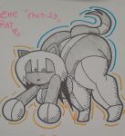  anthro big_butt bored_expression butt cat_tail clothing domestic_cat eyes_closed felid feline felis female gato_(miow_gato) hair hi_res leggings legwear mammal miow_gato sketch solo stretching thick_thighs tight_clothing tired white_hair 