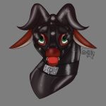 ambiguous_gender ball_gag ballgagged blinker bsdm clothing collar dragon feral gabsarts gag graineater hi_res horn latex muzzle_(disambiguation) petplay ponyplay roleplay rubber rubber_clothing rubber_suit sketch solo straps submissive 