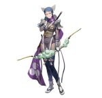  1girl blue_hair bow_(weapon) breasts brown_eyes cleavage cozy fire_emblem fire_emblem_fates fire_emblem_heroes full_body hand_on_own_face holding holding_bow_(weapon) holding_weapon large_breasts looking_at_viewer ninja official_art reina_(fire_emblem) reina_(ninja)_(fire_emblem) sandals scar scar_on_face smile weapon 