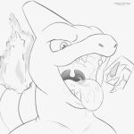  1:1 2017 bodily_fluids charmeleon digital_media_(artwork) duo gaping_mouth generation_1_pokemon generation_2_pokemon gresycale hi_res imminent_vore legendary_pokemon lugia macro male micro micro_on_tongue nintendo open_mouth oral_vore pokemon pokemon_(species) saliva saliva_on_tongue scared suddendraft tongue tongue_out uvula vore 